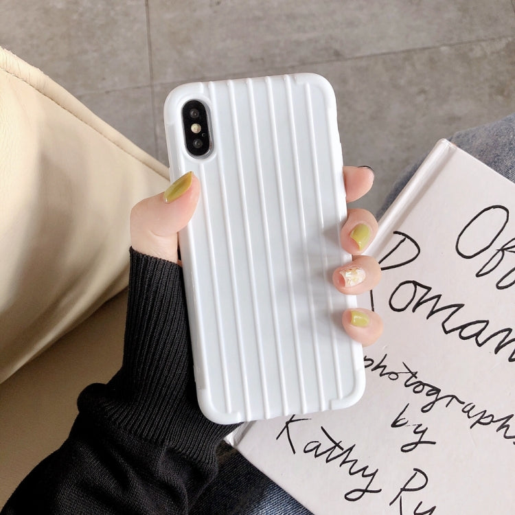 For iPhone XS Max Suitcase Style Striped Soft TPU Case