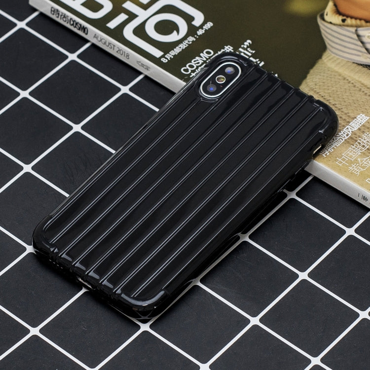 For iPhone XS Max Suitcase Style Striped Soft TPU Case