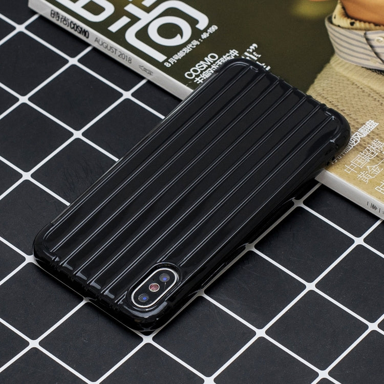 For iPhone XS Max Suitcase Style Striped Soft TPU Case