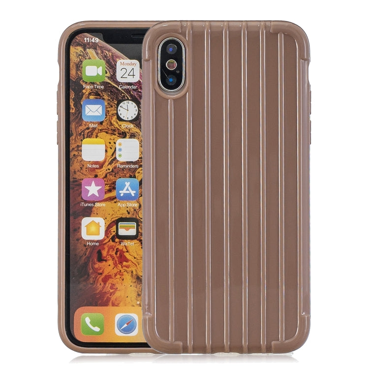 For iPhone XS Max Suitcase Style Striped Soft TPU Case