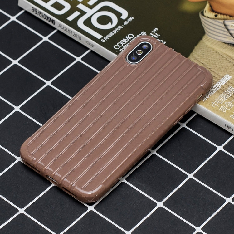 For iPhone XS Max Suitcase Style Striped Soft TPU Case