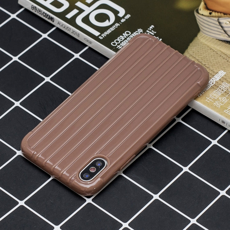 For iPhone XS Max Suitcase Style Striped Soft TPU Case