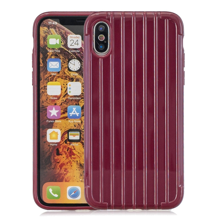 For iPhone XS Max Suitcase Style Striped Soft TPU Case