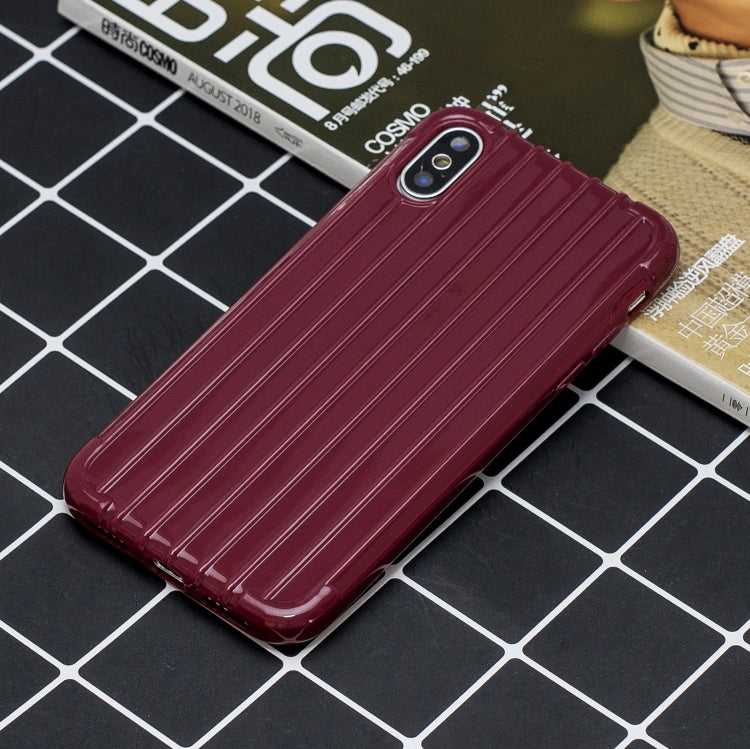 For iPhone XS Max Suitcase Style Striped Soft TPU Case