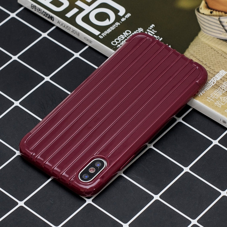 For iPhone XS Max Suitcase Style Striped Soft TPU Case