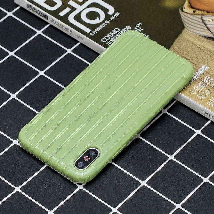 For iPhone XS Max Suitcase Style Striped Soft TPU Case