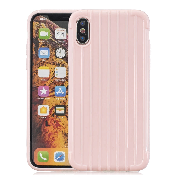For iPhone XS Max Suitcase Style Striped Soft TPU Case