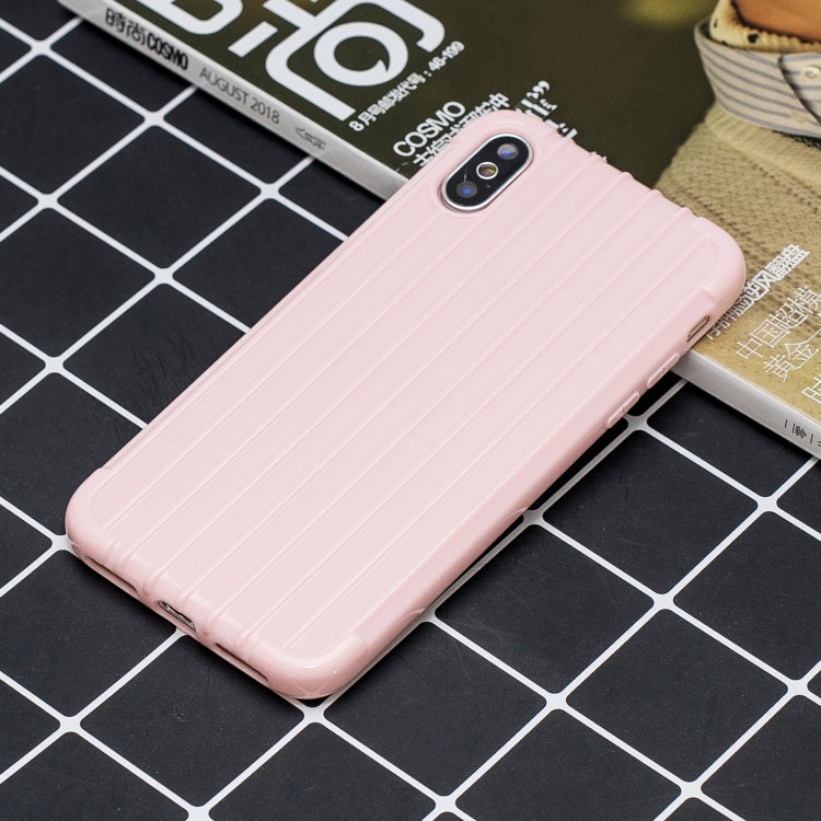 For iPhone XS Max Suitcase Style Striped Soft TPU Case