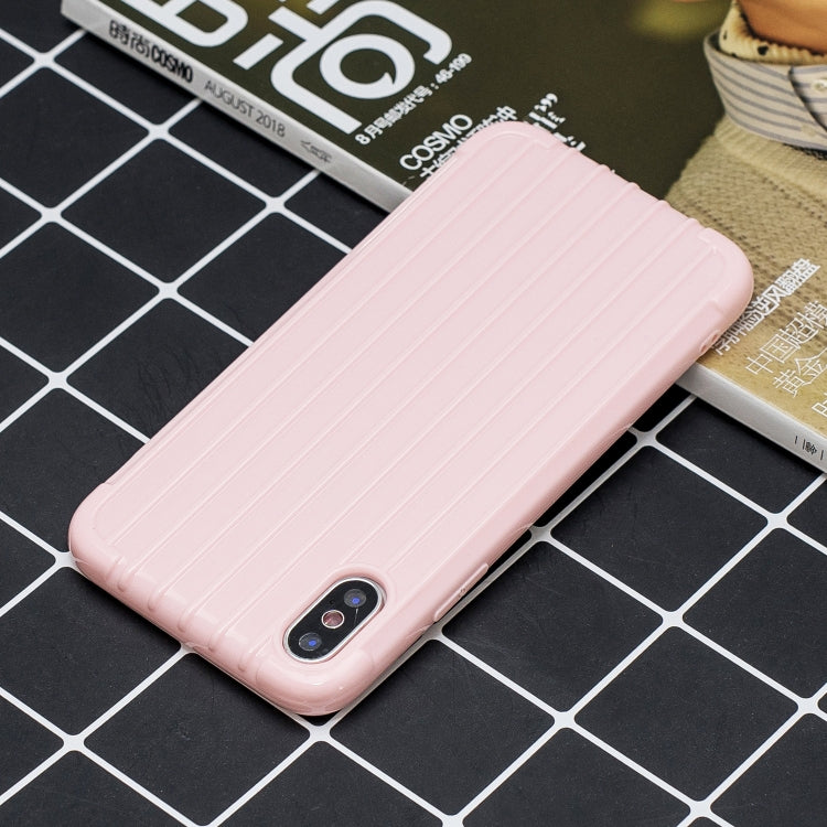 For iPhone XS Max Suitcase Style Striped Soft TPU Case