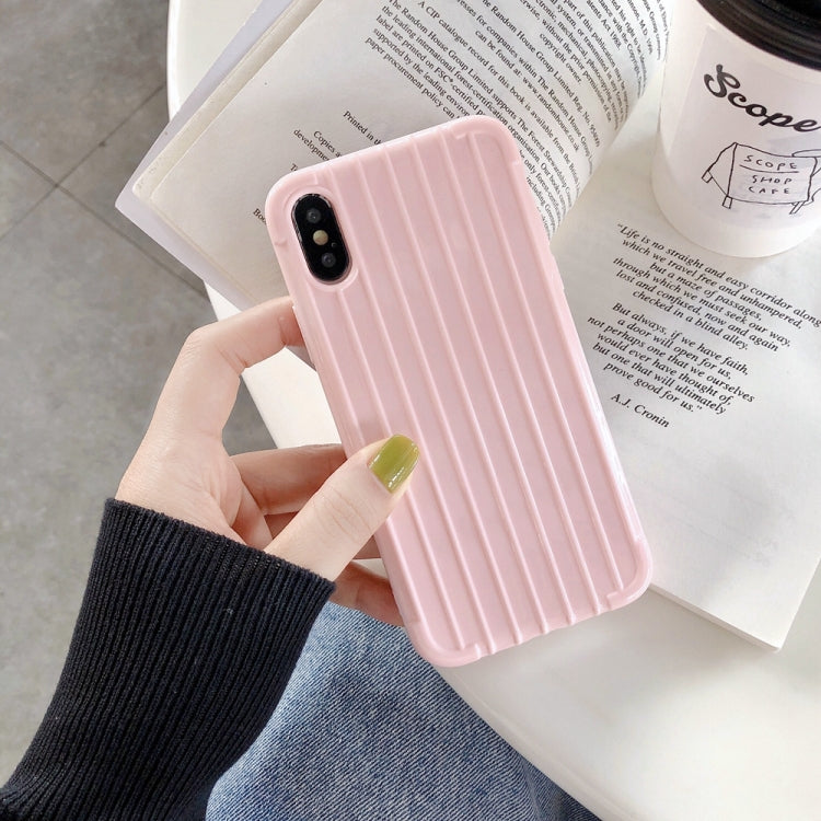 For iPhone XS Max Suitcase Style Striped Soft TPU Case