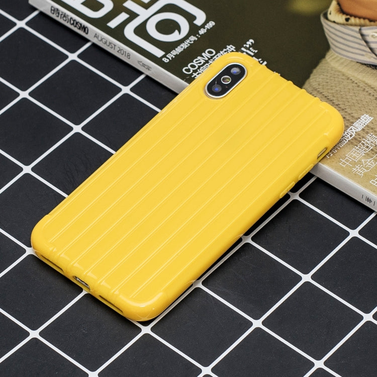 For iPhone XS Max Suitcase Style Striped Soft TPU Case