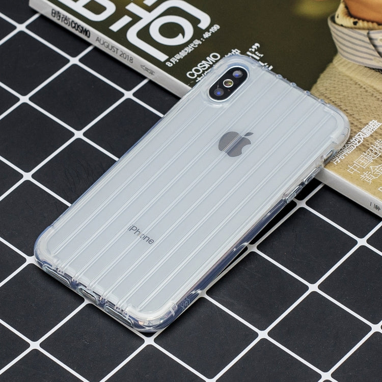 For iPhone XS Max Suitcase Style Striped Soft TPU Case