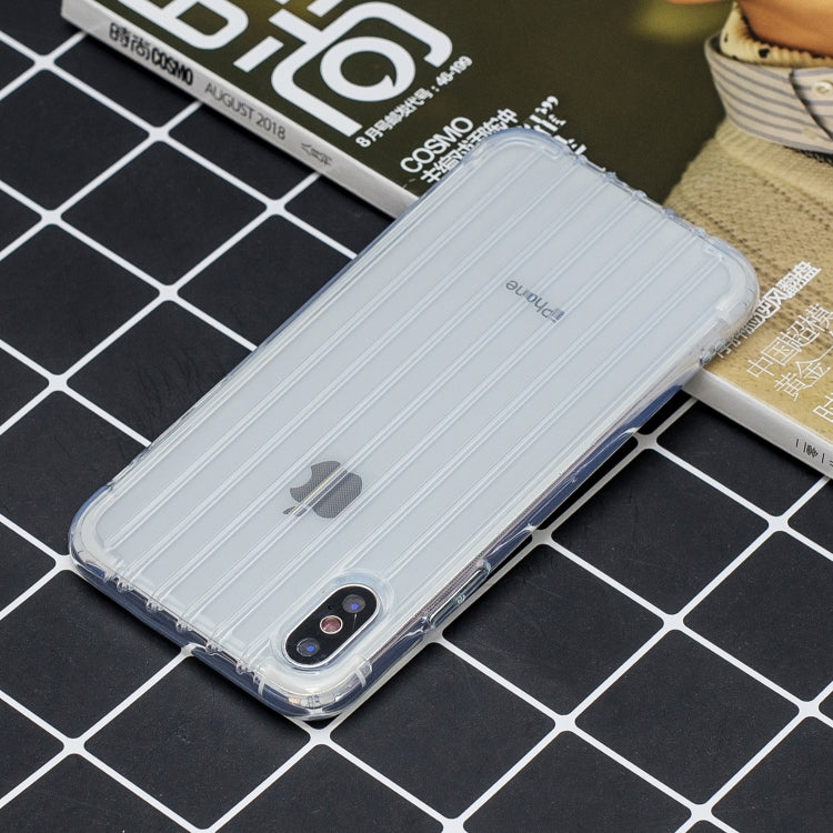 For iPhone XS Max Suitcase Style Striped Soft TPU Case