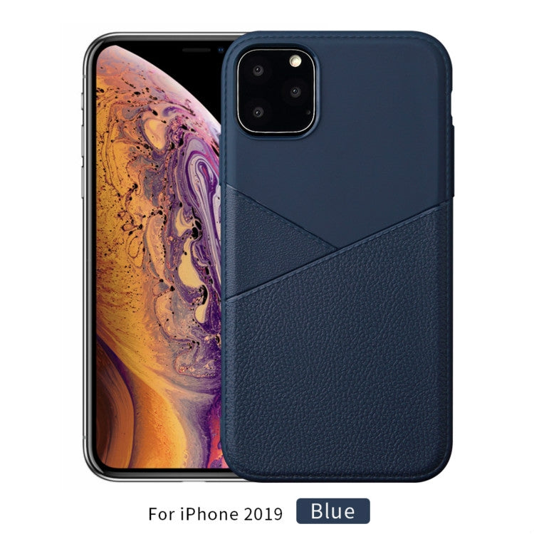 For iPhone 11 Pro Max Ultra-thin Shockproof Soft TPU + Leather Case (Blue)