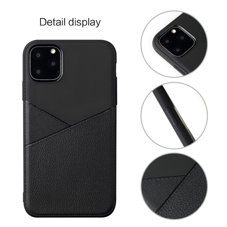 For iPhone 11 Pro Max Ultra-thin Shockproof Soft TPU + Leather Case (Blue)