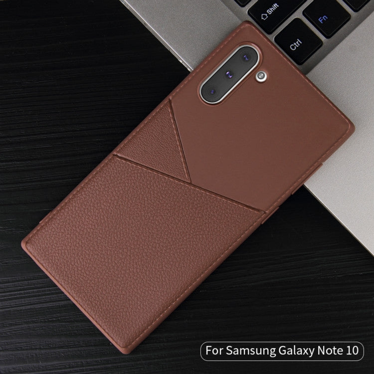 Ultra-thin Shockproof Soft TPU + Leather Case for Galaxy Note10 / Note10 5G(Brown)