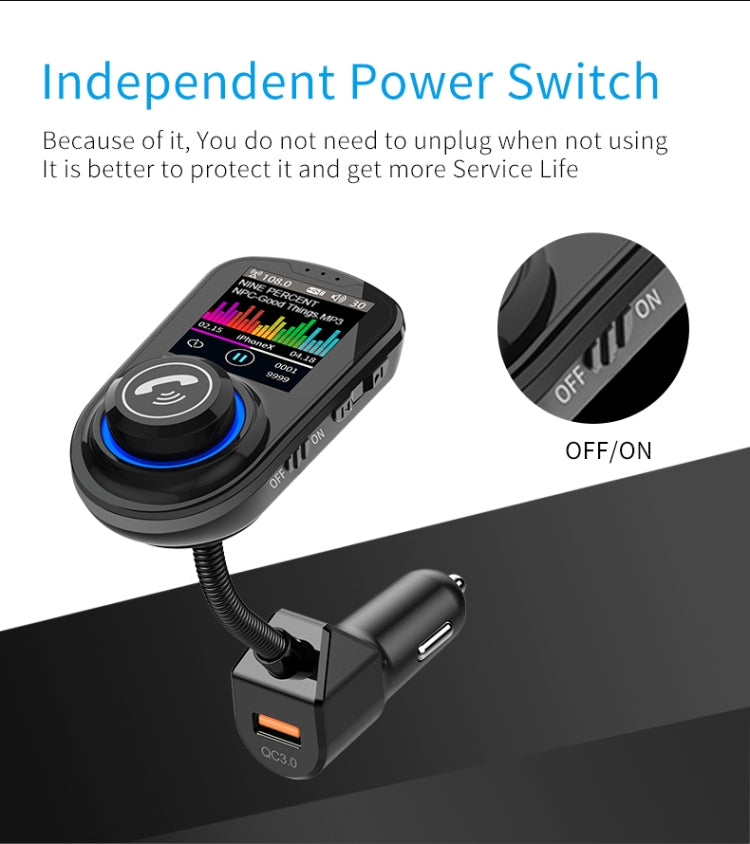 G45 Color Screen Car Bluetooth MP3 Player Car Charger FM Transmitter Phone Speakerphone(Black)