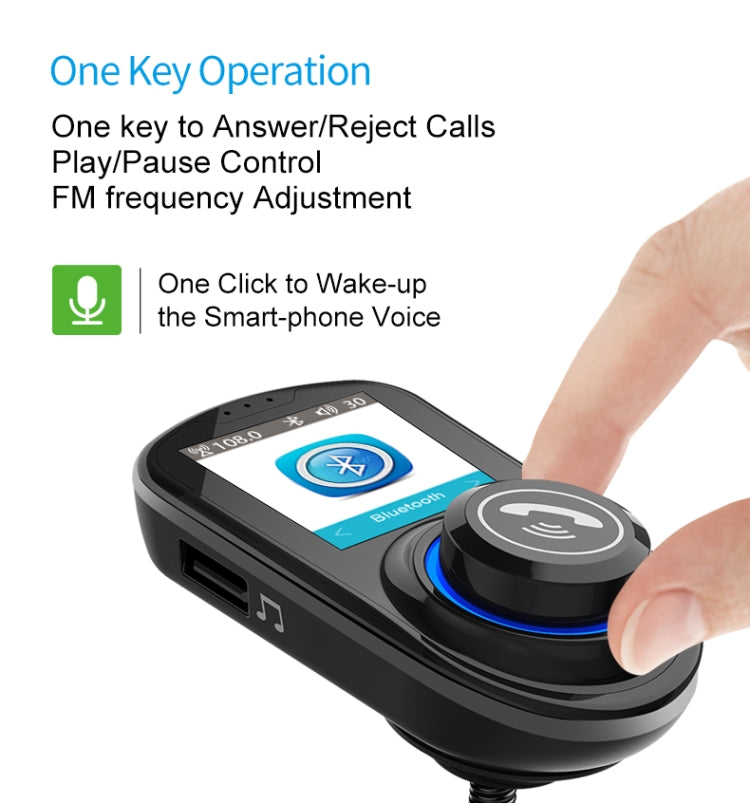 G45 Color Screen Car Bluetooth MP3 Player Car Charger FM Transmitter Phone Speakerphone(Black)