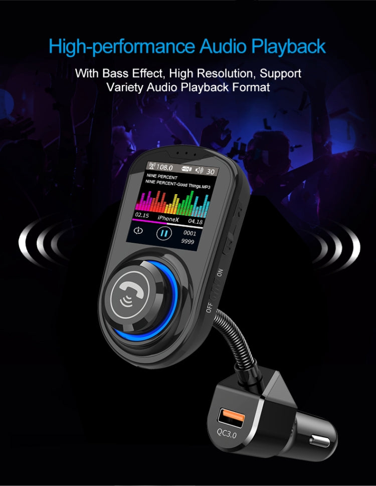 G45 Color Screen Car Bluetooth MP3 Player Car Charger FM Transmitter Phone Speakerphone(Black)