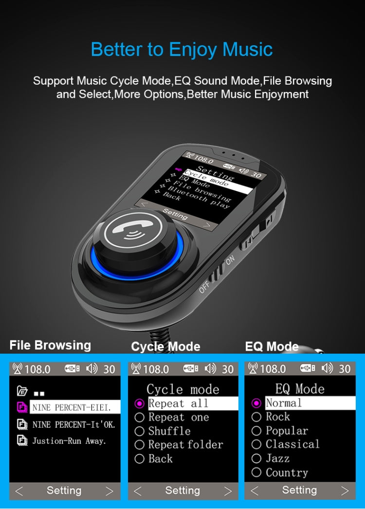 G45 Color Screen Car Bluetooth MP3 Player Car Charger FM Transmitter Phone Speakerphone(Black)