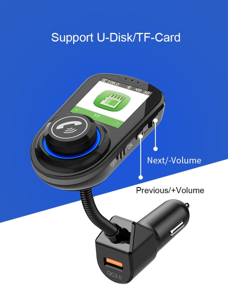 G45 Color Screen Car Bluetooth MP3 Player Car Charger FM Transmitter Phone Speakerphone(Black)