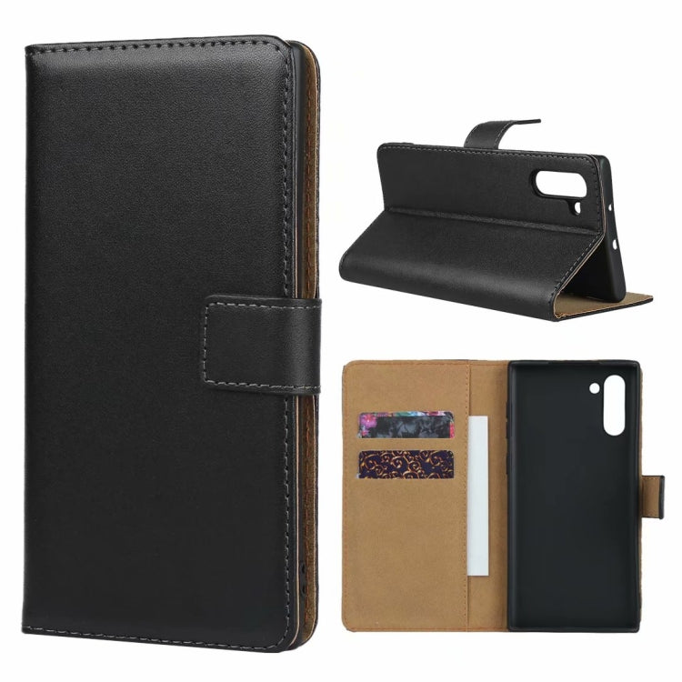 Leather Horizontal Flip Holster for Galaxy Note10 with Magnetic Clasp and Bracket and Card Slot and Wallet(Black)