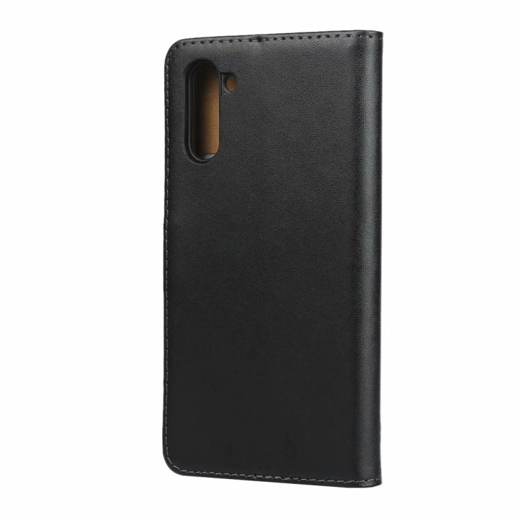 Leather Horizontal Flip Holster for Galaxy Note10 with Magnetic Clasp and Bracket and Card Slot and Wallet(Black)