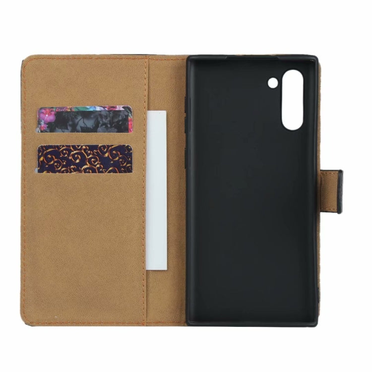 Leather Horizontal Flip Holster for Galaxy Note10 with Magnetic Clasp and Bracket and Card Slot and Wallet(Black)