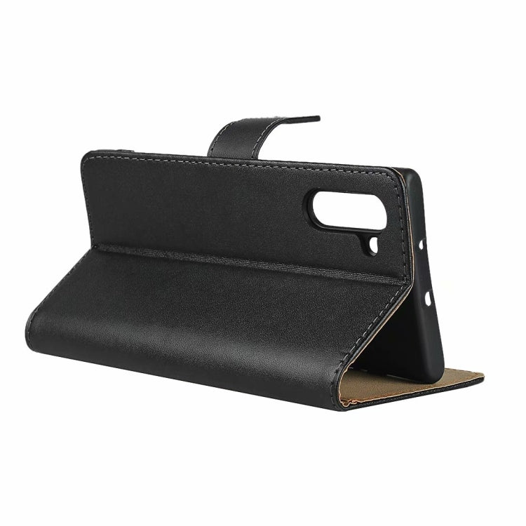 Leather Horizontal Flip Holster for Galaxy Note10 with Magnetic Clasp and Bracket and Card Slot and Wallet(Black)