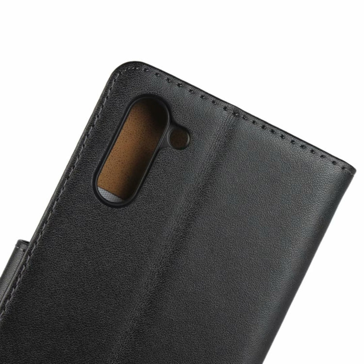 Leather Horizontal Flip Holster for Galaxy Note10 with Magnetic Clasp and Bracket and Card Slot and Wallet(Black)