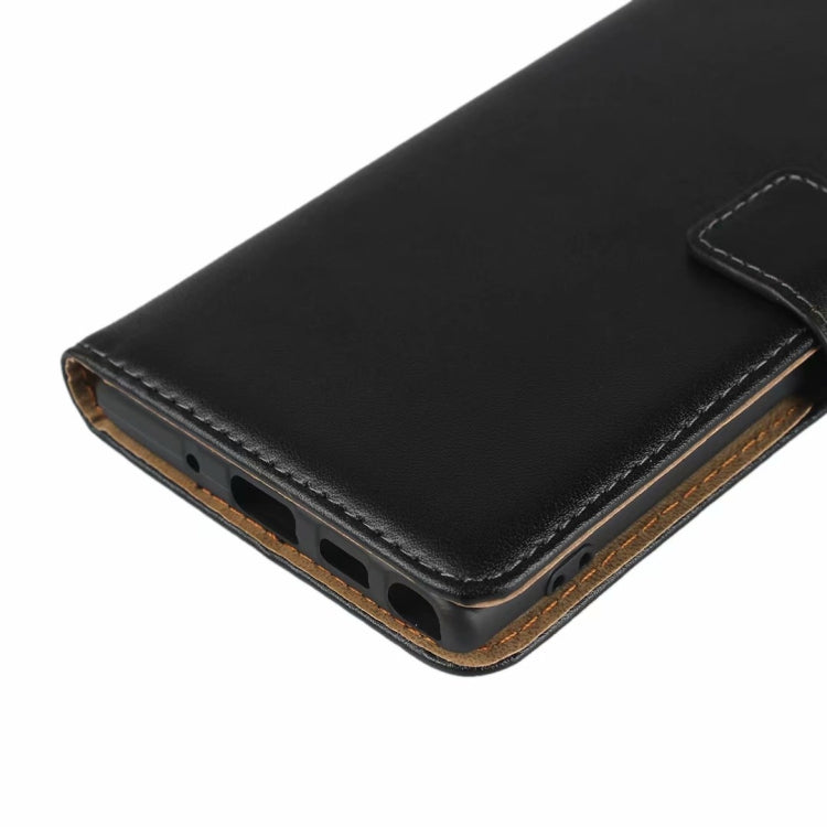 Leather Horizontal Flip Holster for Galaxy Note10 with Magnetic Clasp and Bracket and Card Slot and Wallet(Black)