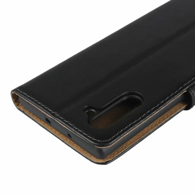 Leather Horizontal Flip Holster for Galaxy Note10 with Magnetic Clasp and Bracket and Card Slot and Wallet(Black)