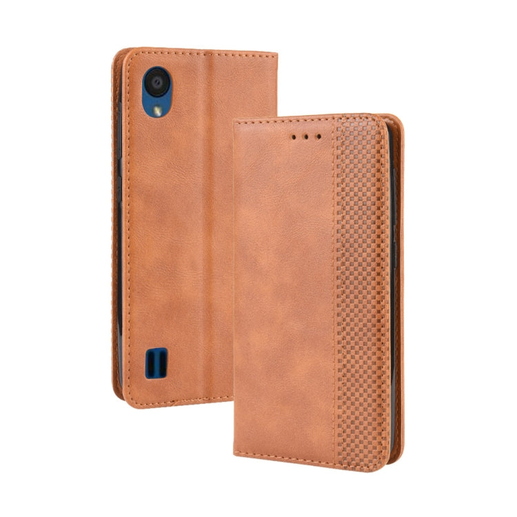 Magnetic Buckle Retro Crazy Horse Texture Horizontal Flip Leather Case for ZTE Blade A5 (2019) , with Holder & Card Slots & Photo Frame