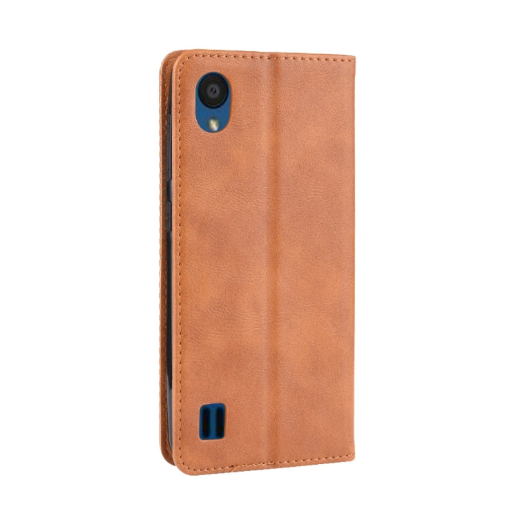 Magnetic Buckle Retro Crazy Horse Texture Horizontal Flip Leather Case for ZTE Blade A5 (2019) , with Holder & Card Slots & Photo Frame