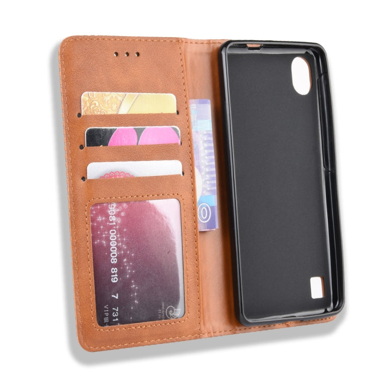 Magnetic Buckle Retro Crazy Horse Texture Horizontal Flip Leather Case for ZTE Blade A5 (2019) , with Holder & Card Slots & Photo Frame
