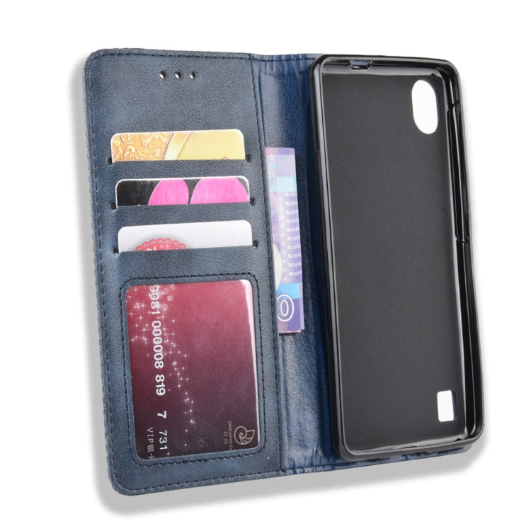 Magnetic Buckle Retro Crazy Horse Texture Horizontal Flip Leather Case for ZTE Blade A5 (2019) , with Holder & Card Slots & Photo Frame