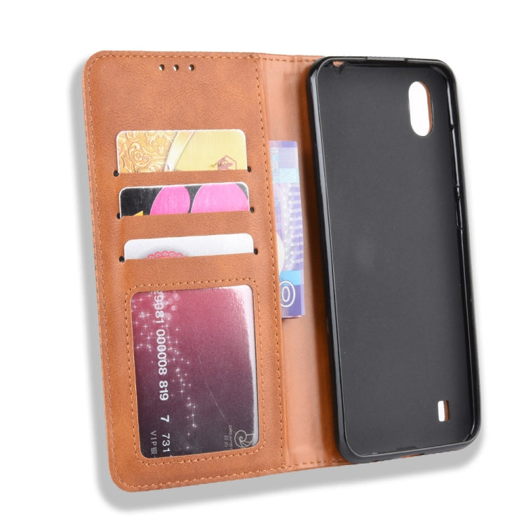 Magnetic Buckle Retro Crazy Horse Texture Horizontal Flip Leather Case for ZTE Blade A7 (2019) , with Holder & Card Slots & Photo Frame