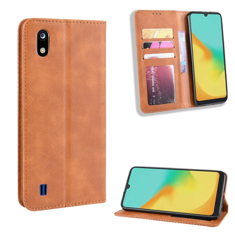 Magnetic Buckle Retro Crazy Horse Texture Horizontal Flip Leather Case for ZTE Blade A7 (2019) , with Holder & Card Slots & Photo Frame