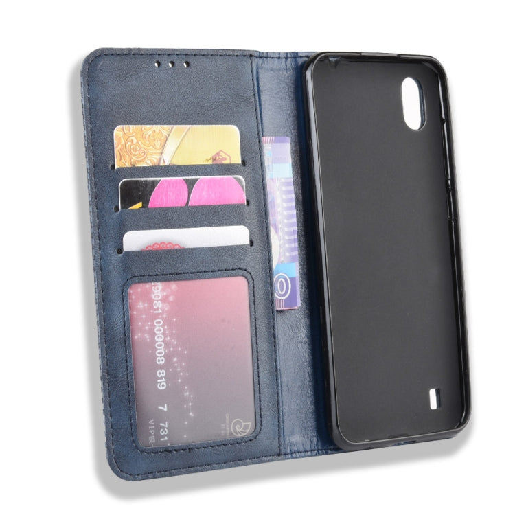 Magnetic Buckle Retro Crazy Horse Texture Horizontal Flip Leather Case for ZTE Blade A7 (2019) , with Holder & Card Slots & Photo Frame