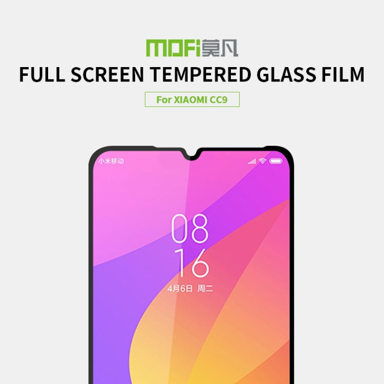 MOFI 9H 2.5D Full Screen Tempered Glass Film for Xiaomi Mi CC9(Black)