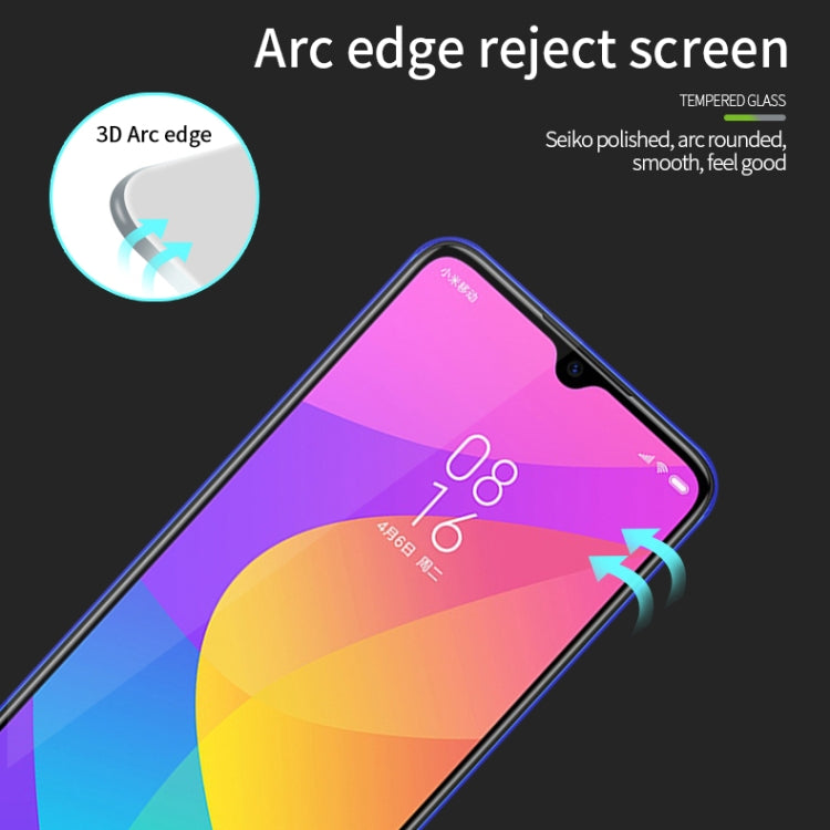 MOFI 9H 3D Explosion-proof Curved Screen Tempered Glass Film for Xiaomi Mi CC9e / A3(Black)