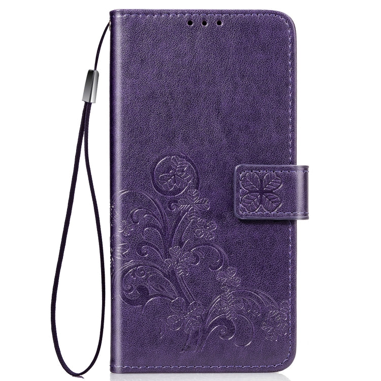 Four-leaf Clasp Embossed Buckle Mobile Phone Protection Leather Case with Lanyard & Card Slot & Wallet & Bracket Function for Nokia 2.2