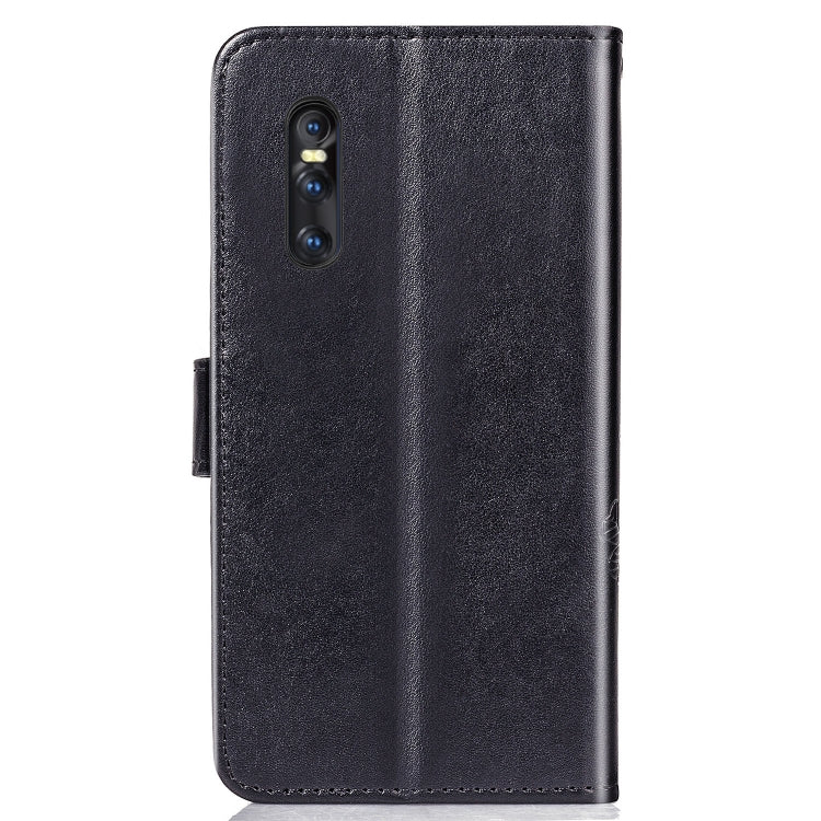 Four-leaf Clasp Embossed Buckle Mobile Phone Protection Leather Case with Lanyard & Card Slot & Wallet & Bracket Function for Vivo X27