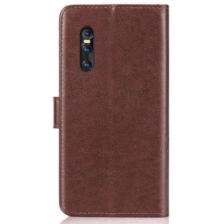 Four-leaf Clasp Embossed Buckle Mobile Phone Protection Leather Case with Lanyard & Card Slot & Wallet & Bracket Function for Vivo X27