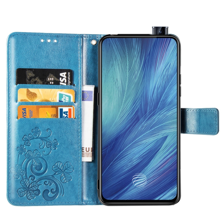 Four-leaf Clasp Embossed Buckle Mobile Phone Protection Leather Case with Lanyard & Card Slot & Wallet & Bracket Function for Vivo X27