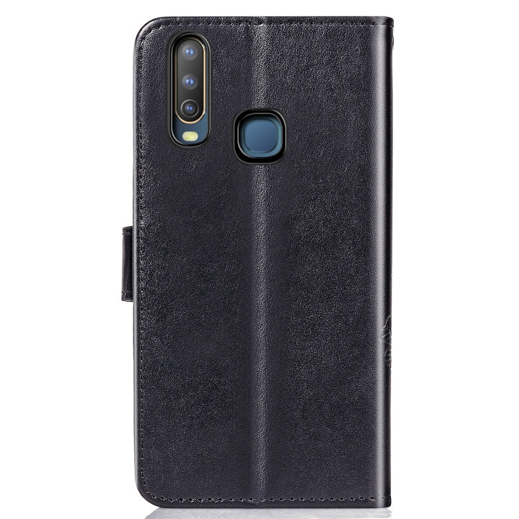 Four-leaf Clasp Embossed Buckle Mobile Phone Protection Leather Case with Lanyard & Card Slot & Wallet & Bracket Function for Vivo Y3