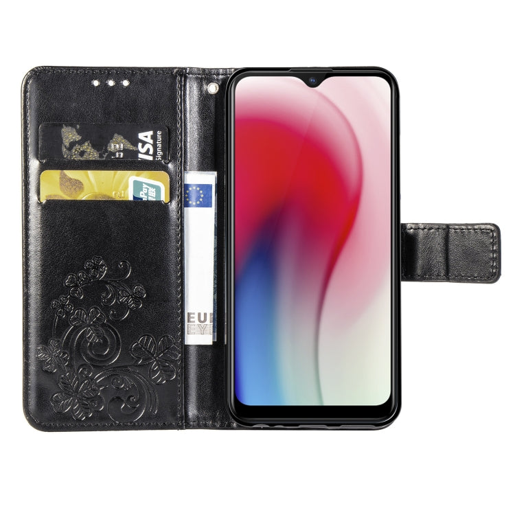 Four-leaf Clasp Embossed Buckle Mobile Phone Protection Leather Case with Lanyard & Card Slot & Wallet & Bracket Function for Vivo Y3