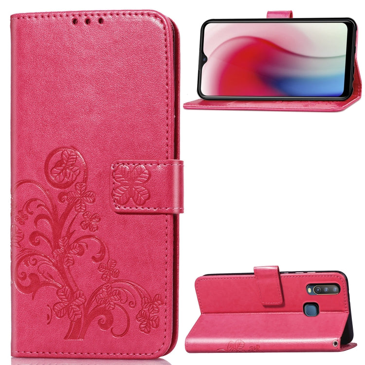 Four-leaf Clasp Embossed Buckle Mobile Phone Protection Leather Case with Lanyard & Card Slot & Wallet & Bracket Function for Vivo Y3