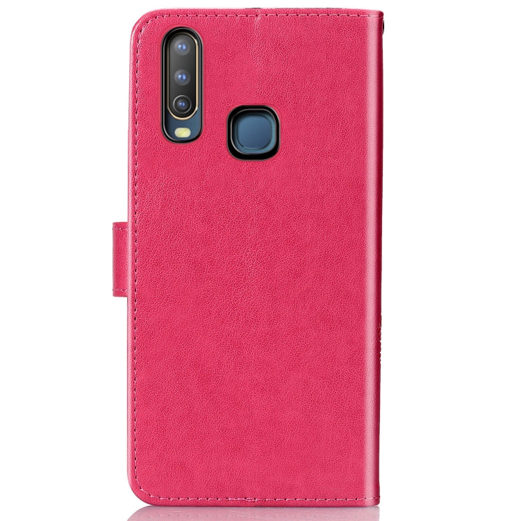 Four-leaf Clasp Embossed Buckle Mobile Phone Protection Leather Case with Lanyard & Card Slot & Wallet & Bracket Function for Vivo Y3