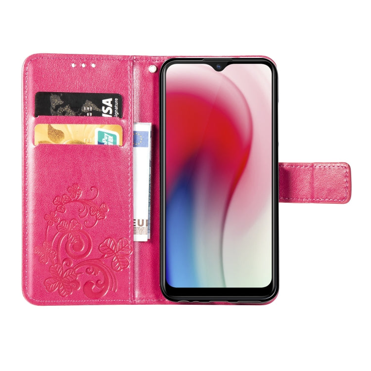 Four-leaf Clasp Embossed Buckle Mobile Phone Protection Leather Case with Lanyard & Card Slot & Wallet & Bracket Function for Vivo Y3